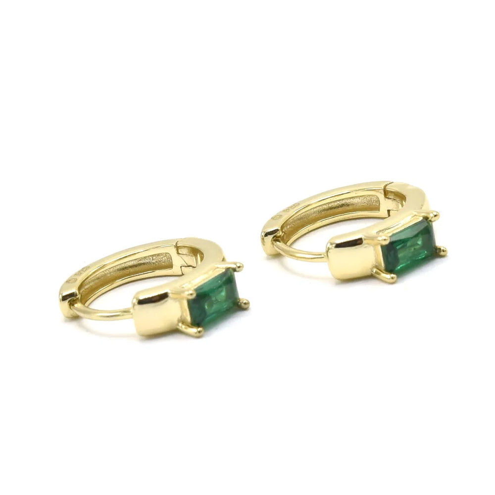 Vivian Huggie Hoop Earrings - Emerald