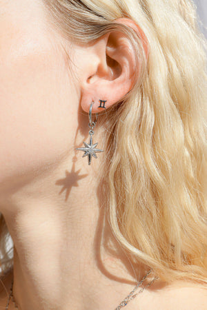 Compass Charm Huggie Drop Earrings