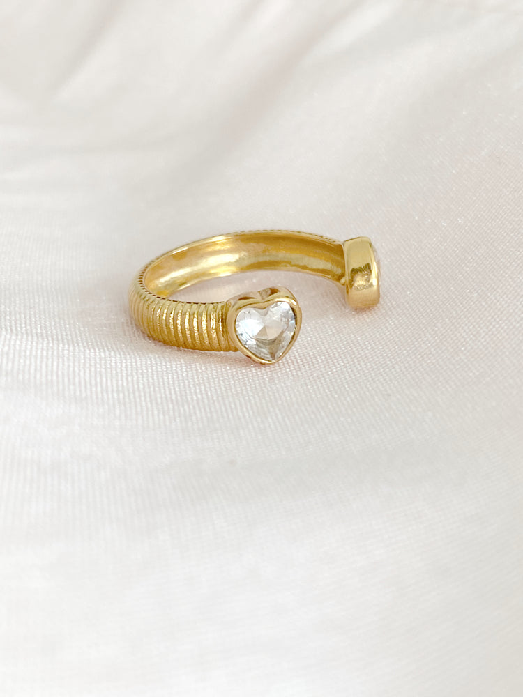 Twin Hearts Ring - Crystal Clear
