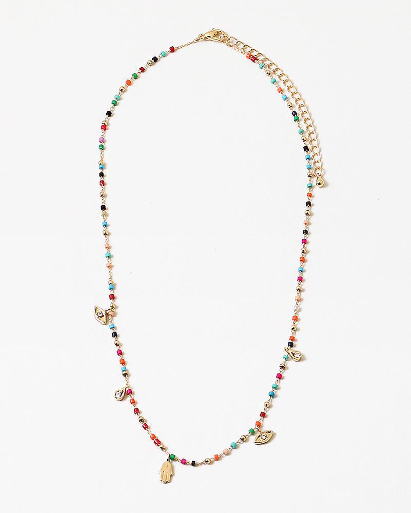 Delicate Beaded Hamsa Necklace