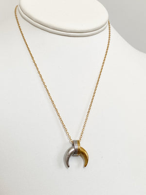 Two Tone Crescent Necklace