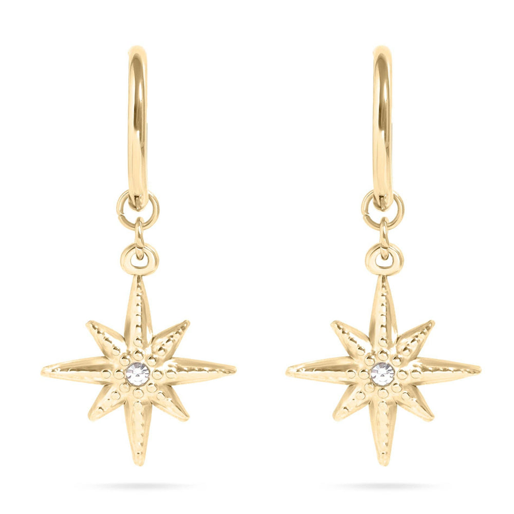 Compass Charm Huggie Drop Earrings