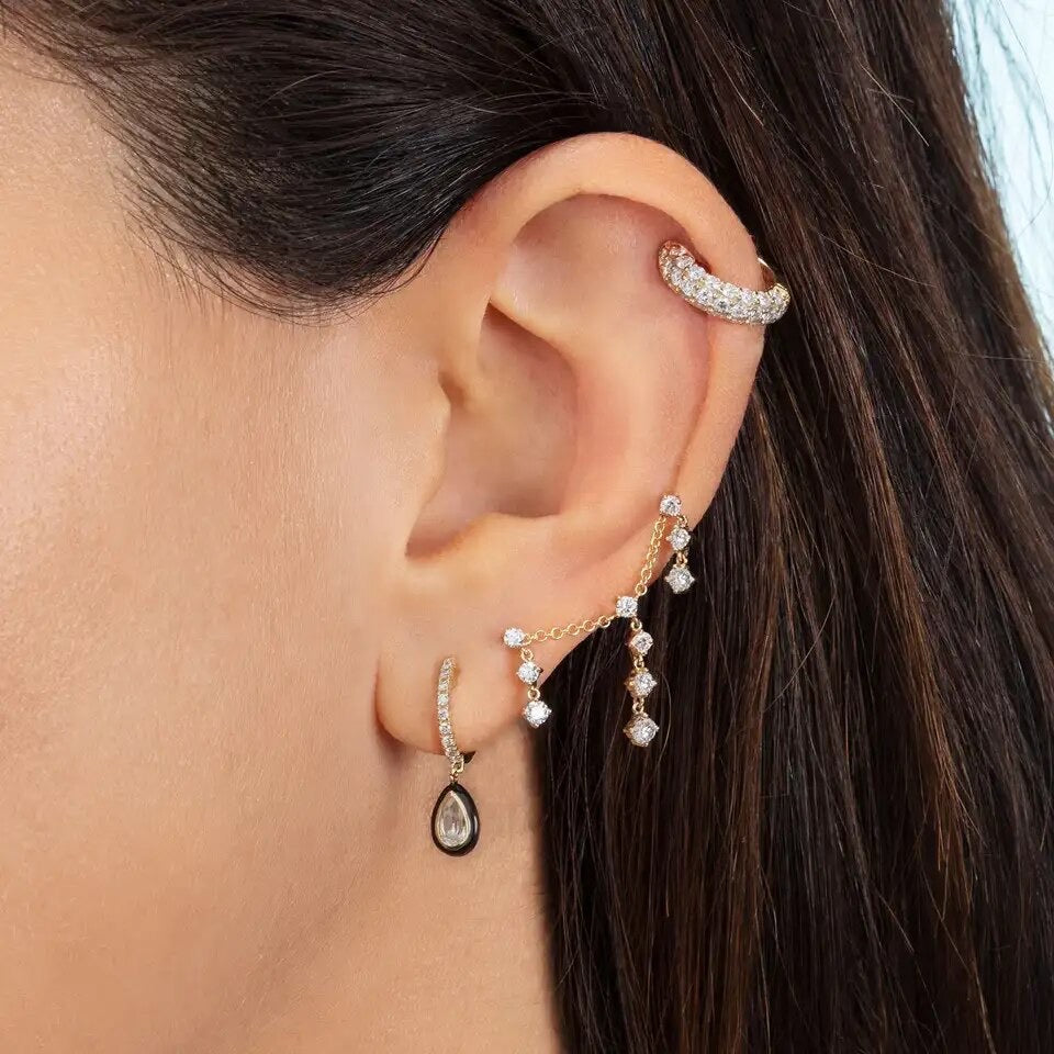 Connected Droplet Stud Earring