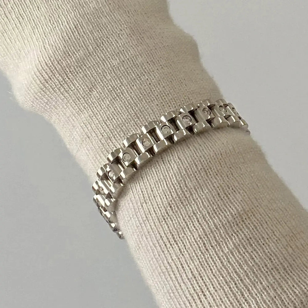 Crystal Rolly Bracelet Silver
