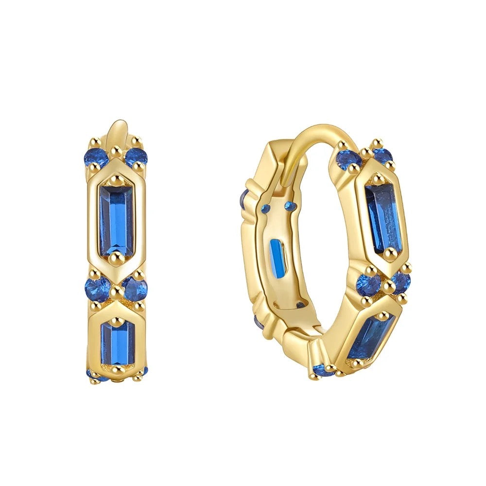 Kayla Huggie Hoop Earrings - Sapphire