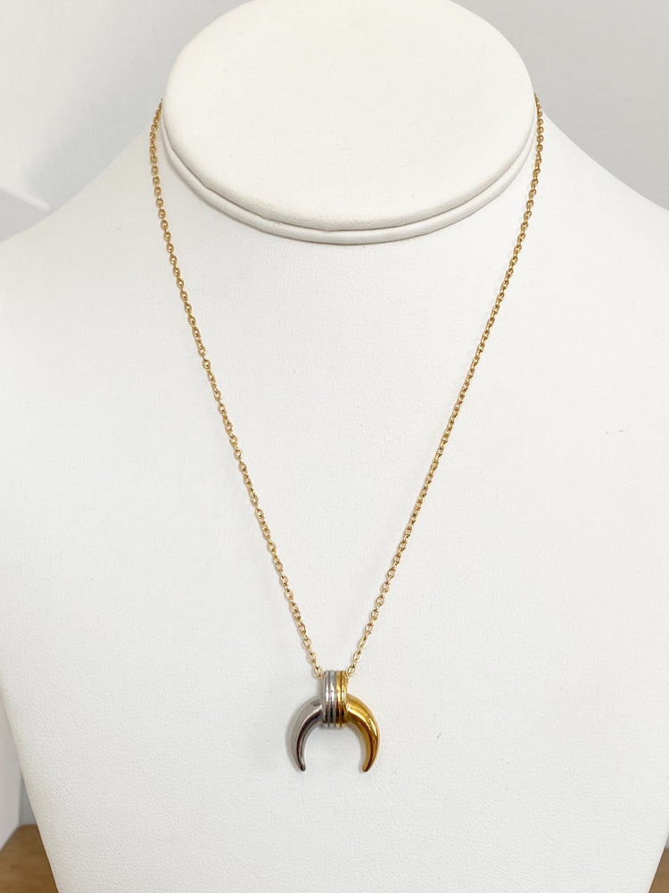 
                
                    Load image into Gallery viewer, Two Tone Crescent Necklace
                
            