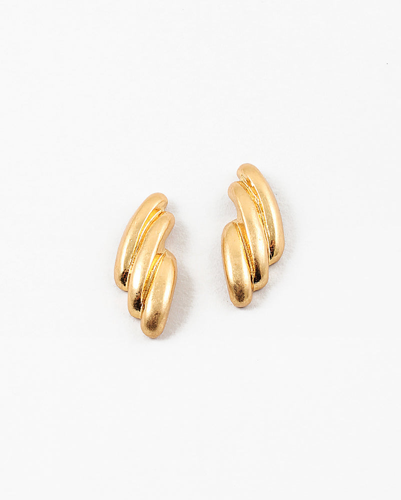 Vintage Gold Deco Stud Earrings