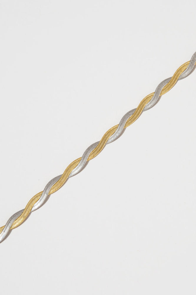 Two Tone Herringbone Twist Necklace