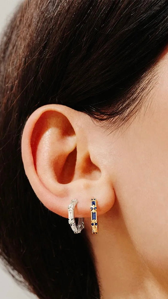 Kayla Huggie Hoop Earrings - Sapphire