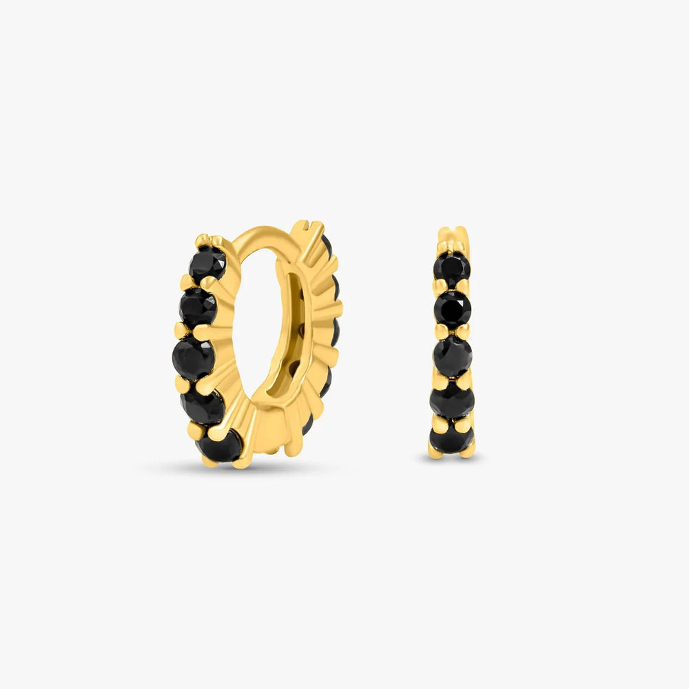 6mm Embedded Huggie Hoop Earrings - Black