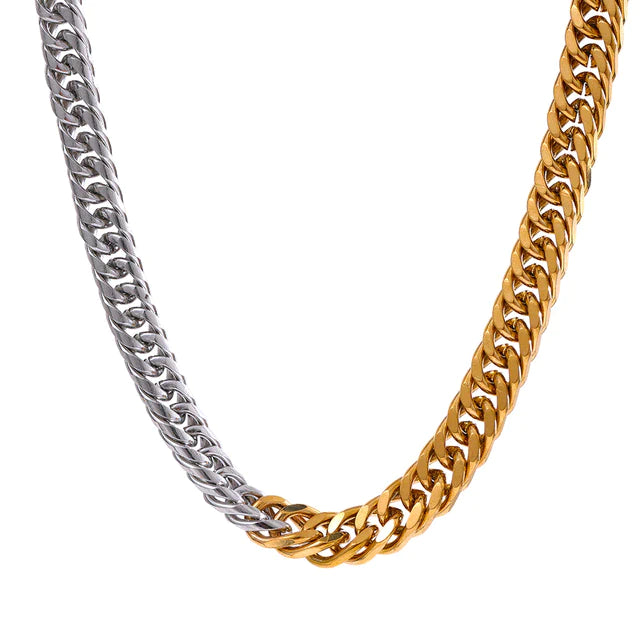 Alisa Two Tone Cuban Chain Necklace