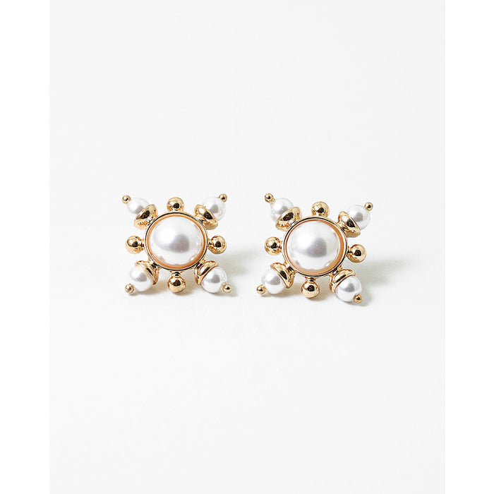 Ornate Pearl Stud Earrings