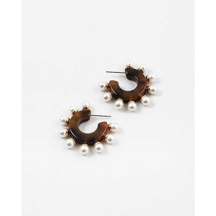 Mini Tortoise Pearl Hoop Earrings