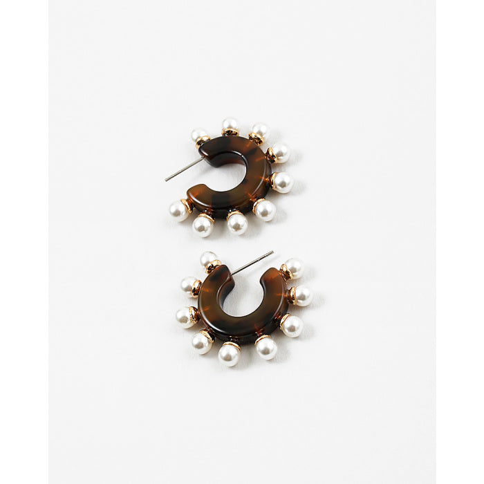 Mini Tortoise Pearl Hoop Earrings
