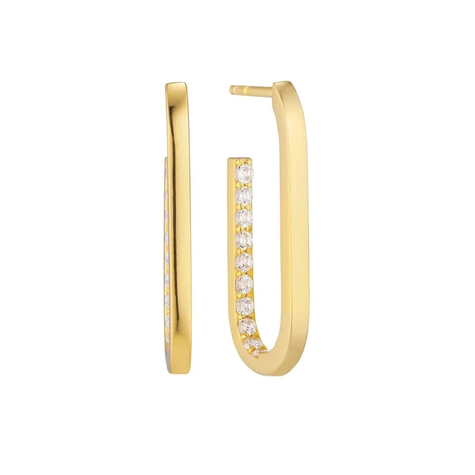 Embedded Oval Hoop Earring