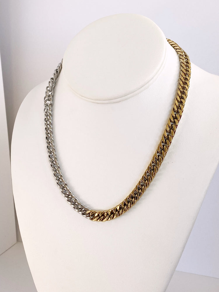Alisa Two Tone Cuban Chain Necklace