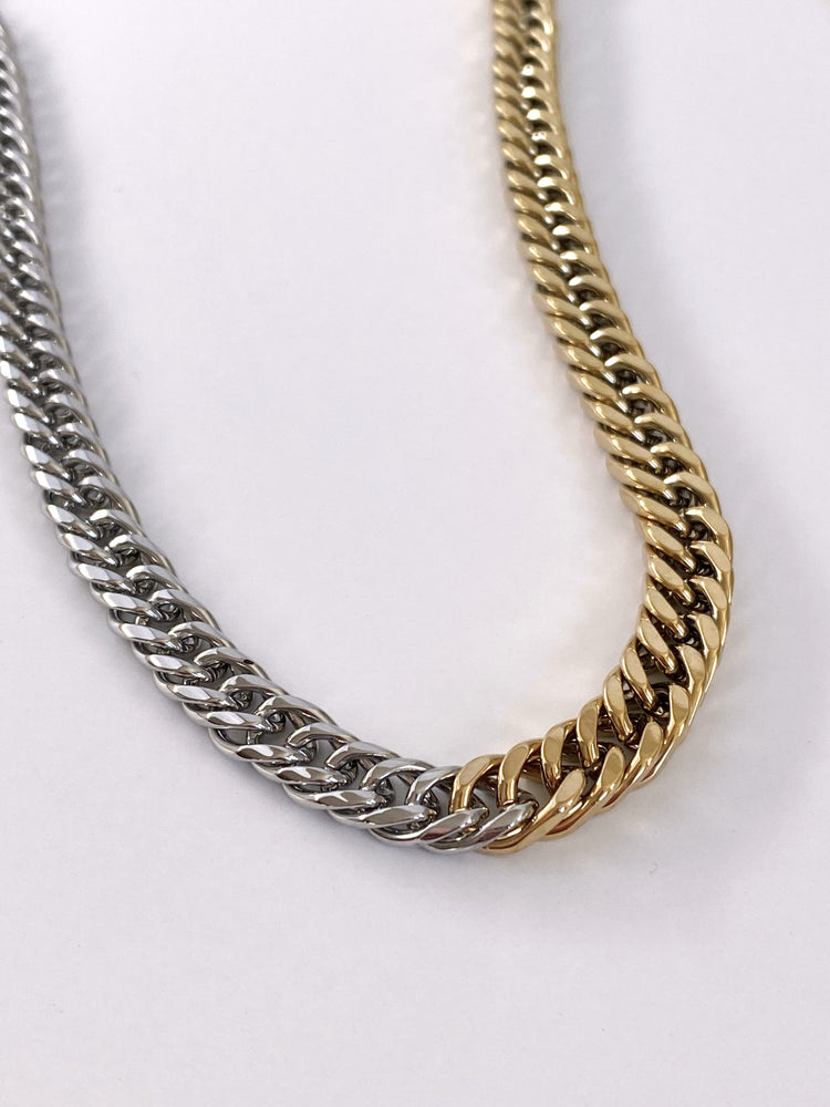 Alisa Two Tone Cuban Chain Necklace