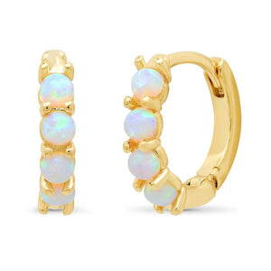 6mm Opal Huggie Hoop Earrings