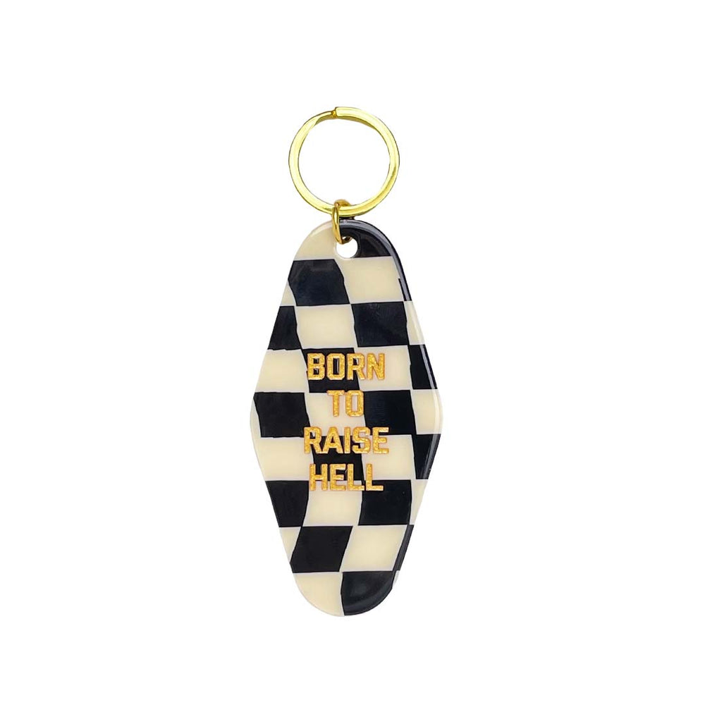 Born to Raise Hell Checkered Keytag