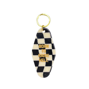 
                
                    Load image into Gallery viewer, Born to Raise Hell Checkered Keytag
                
            