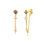 Meghan Sterling Chain Earrings - Purple