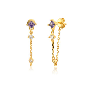 Meghan Sterling Chain Earrings - Purple