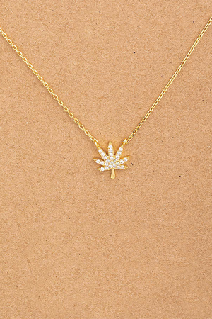 Rhinestone Cannabis Pendant Necklace