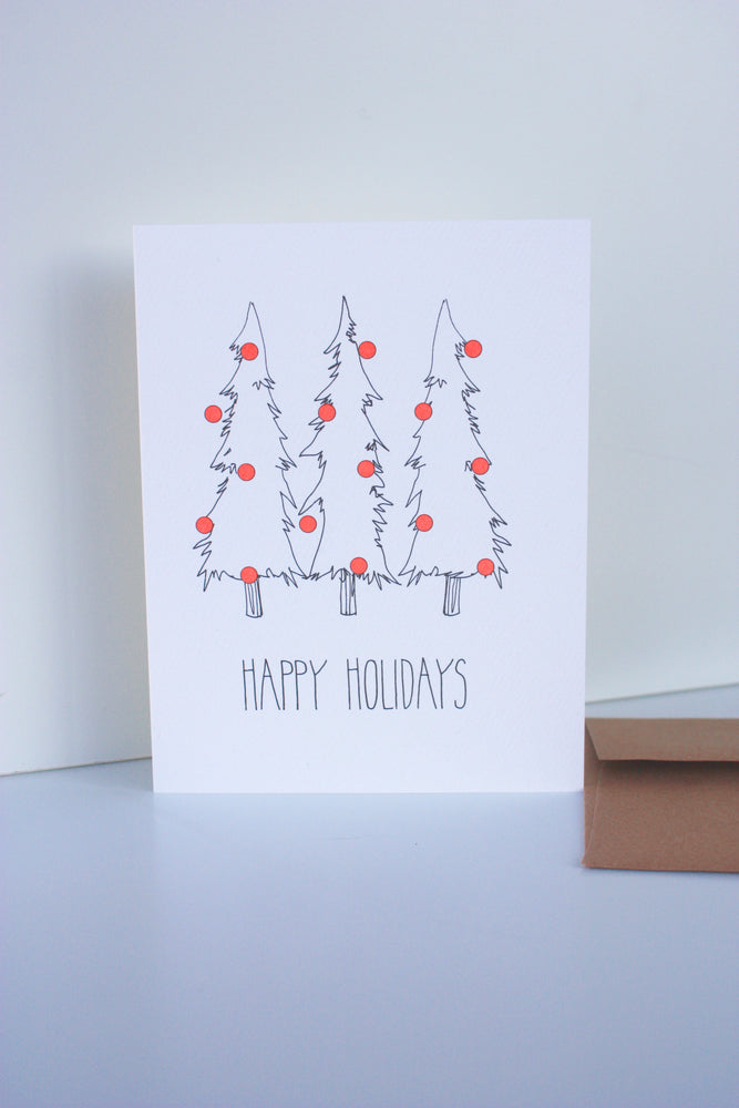 Neon Dot Holiday Trees Card