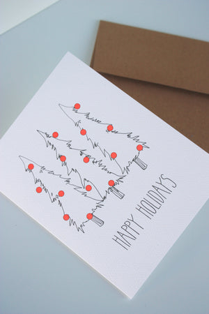 Neon Dot Holiday Trees Card