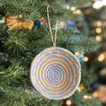 Silver Metallic Striped Basket Ornament