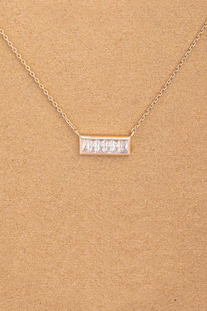 Rose Gold Baguette Bar Necklace