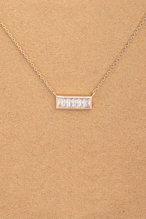 
                
                    Load image into Gallery viewer, Rose Gold Baguette Bar Necklace
                
            
