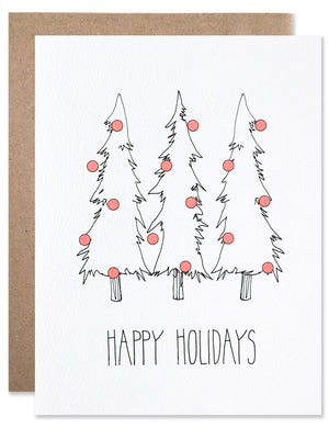 Neon Dot Holiday Trees Card