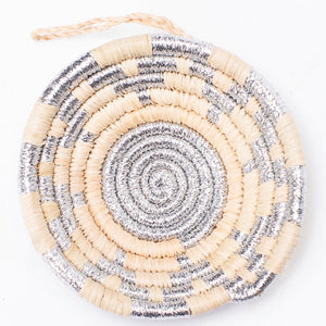 Silver Metallic Striped Basket Ornament