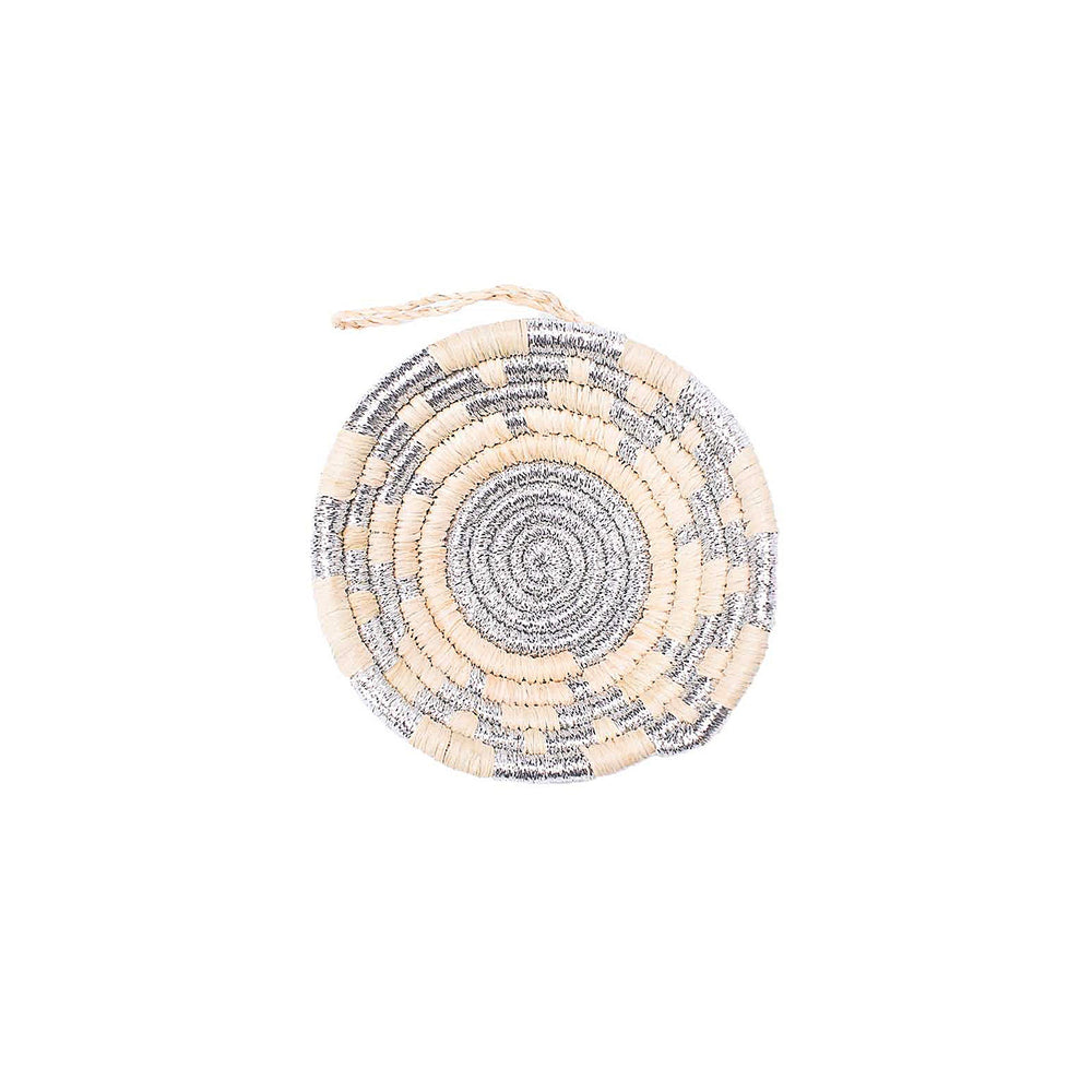 Silver Metallic Striped Basket Ornament
