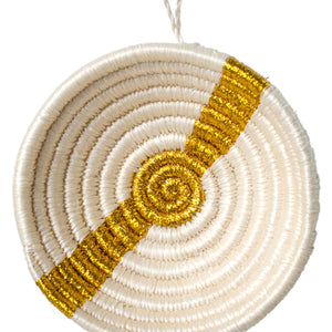
                
                    Load image into Gallery viewer, Gold Metallic Striped Basket Ornament
                
            