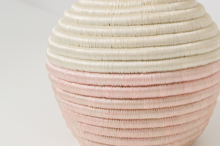 
                
                    Load image into Gallery viewer, Soft Pink Banded Anyon Vase
                
            