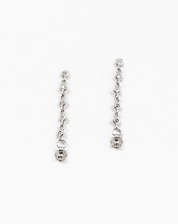 Sterling Silver Bezel Chain Earrings