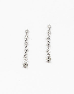 Sterling Silver Bezel Chain Earrings