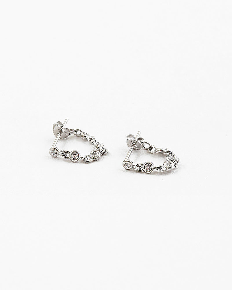 Sterling Silver Bezel Chain Earrings