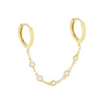 Connected Bezel Chain Hoop Earring