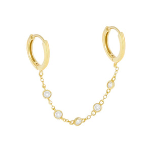 
                
                    Load image into Gallery viewer, Connected Bezel Chain Hoop Earring
                
            