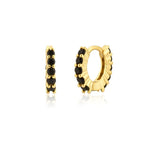 6mm Embedded Huggie Hoop Earrings - Black