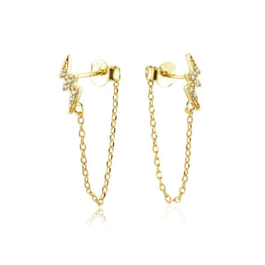 Pave Bolt Chain Earring