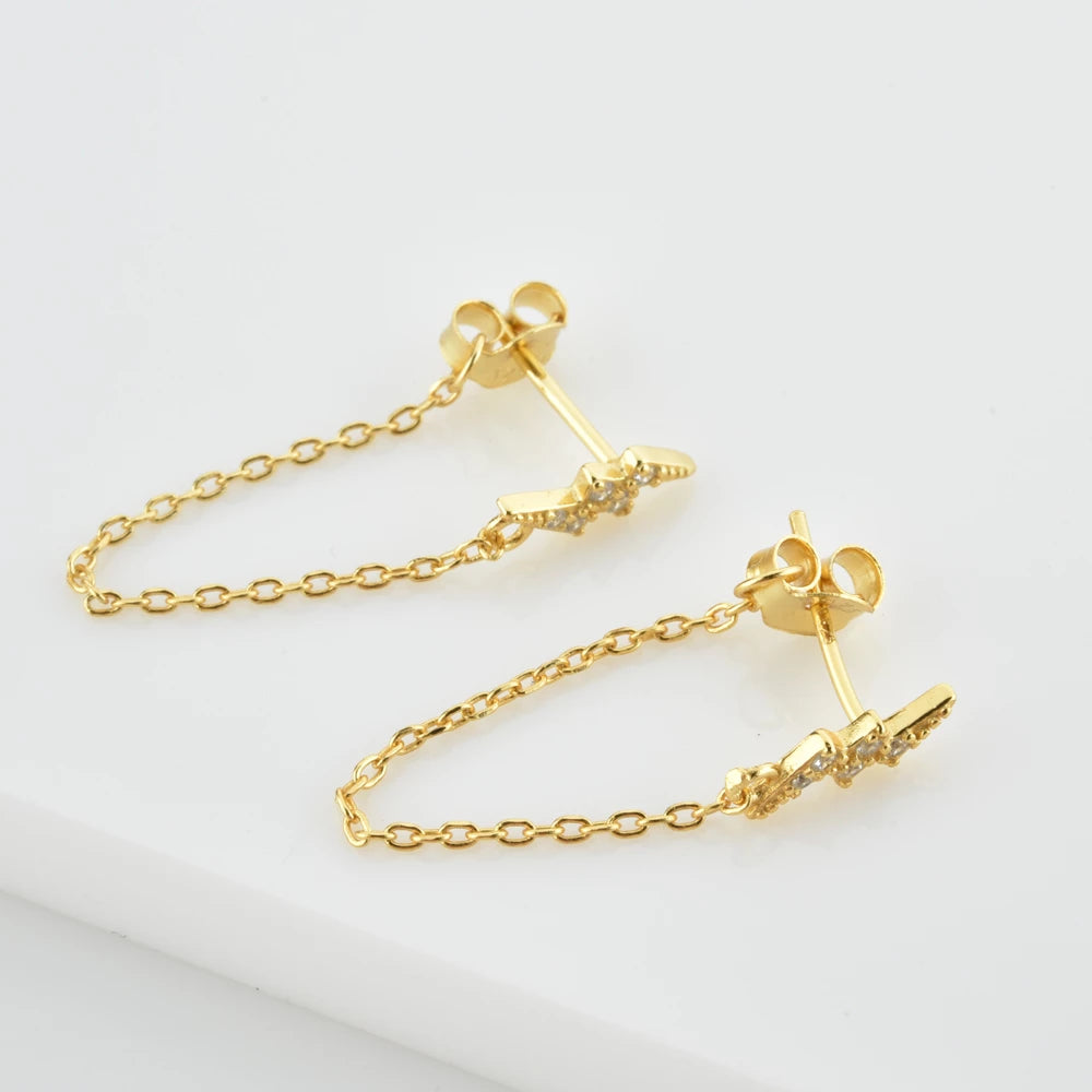 
                
                    Load image into Gallery viewer, Pave Bolt Chain Earring
                
            