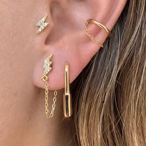 Pave Bolt Chain Earring