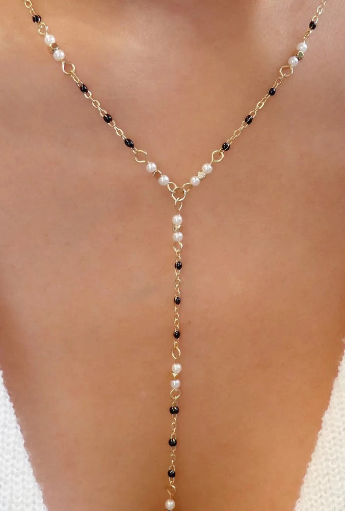 Delicate Beaded Lariat Necklace