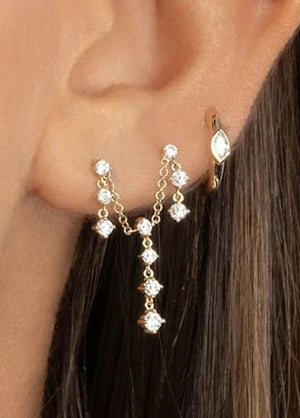 Connected Droplet Stud Earring