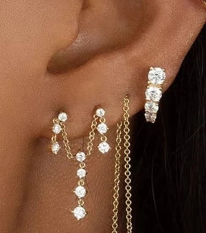 Connected Droplet Stud Earring