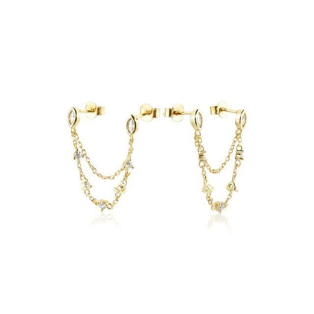 
                
                    Load image into Gallery viewer, Adina Single Connected Bezel Earring - Gold
                
            